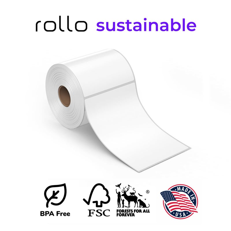 ROLLO ملصقات الشحن الحرارية المباشرة من رولو - 500 ملصق حراري بحجم 4x6 - لفة ملصقات مثقوبة ولصق قوي (درجة تجارية) - Image 3